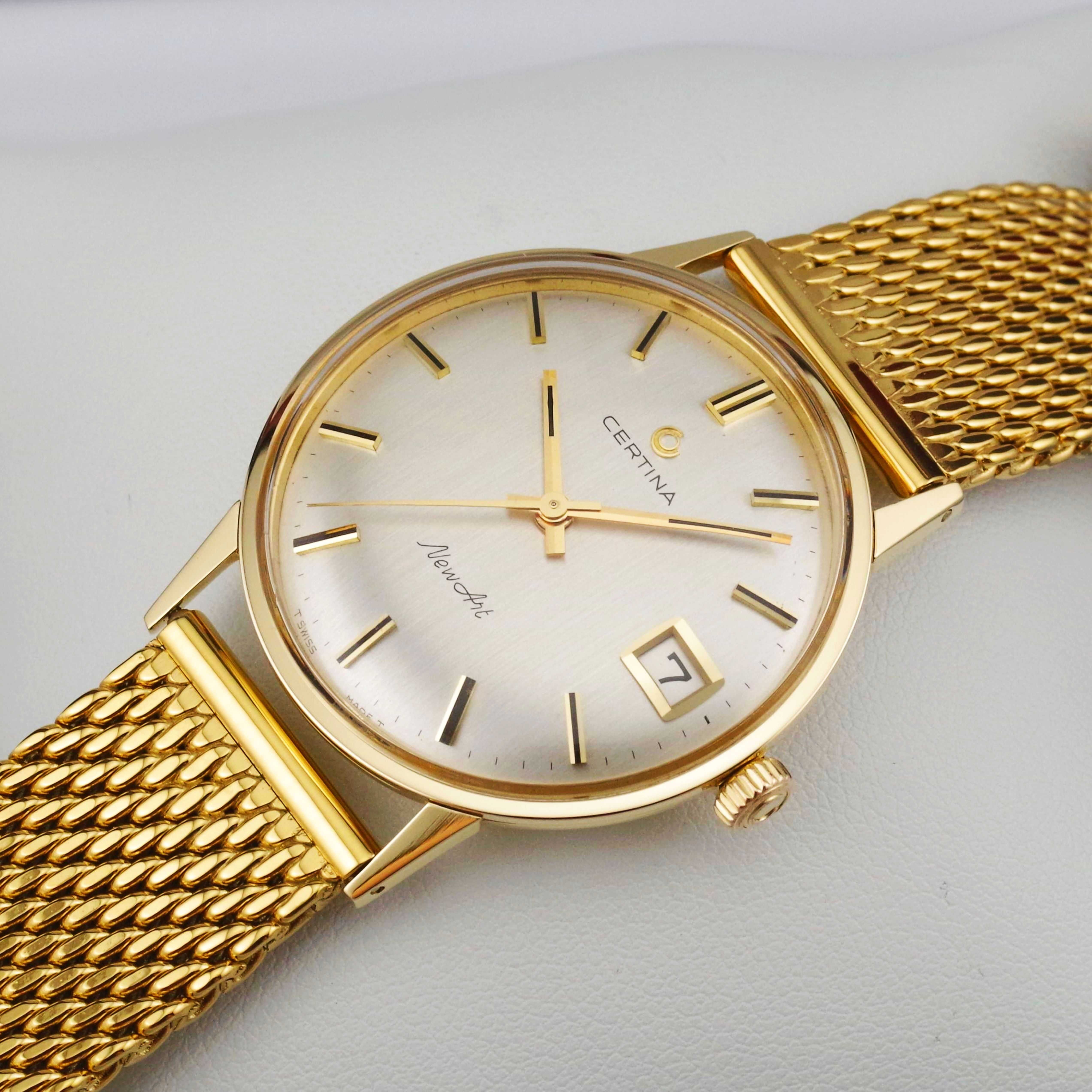 CERTINA NEW ART zegarek męski VINTAGE 1965 lite ZŁOTO 14K / 585 + BOX