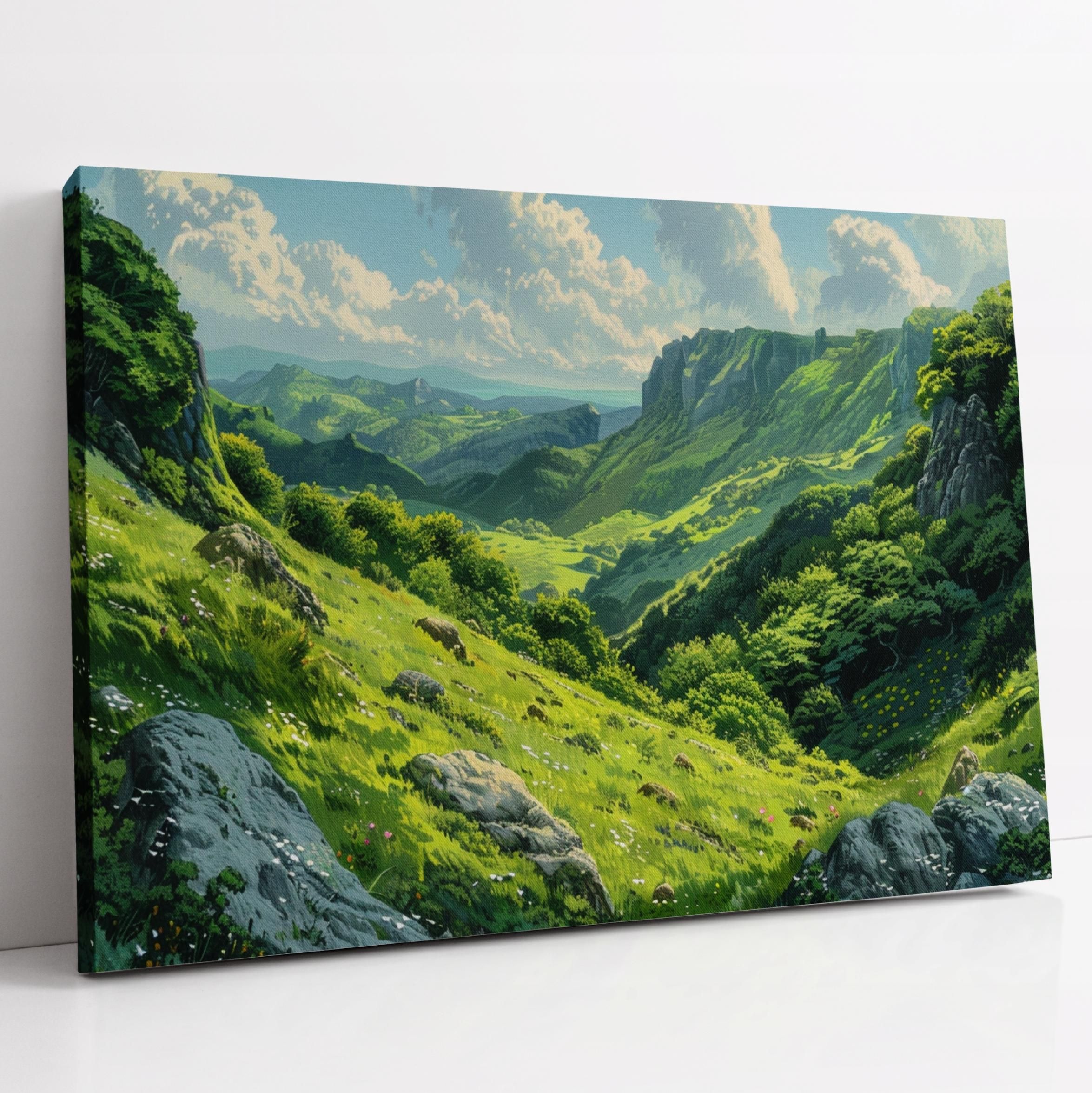 Obraz na płótnie "Zielona Dolina" 80x60 cm - Krajobraz do salonu