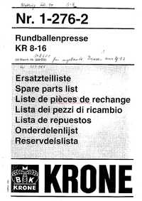 katalog części Prasa Krone 8-16, 1992r