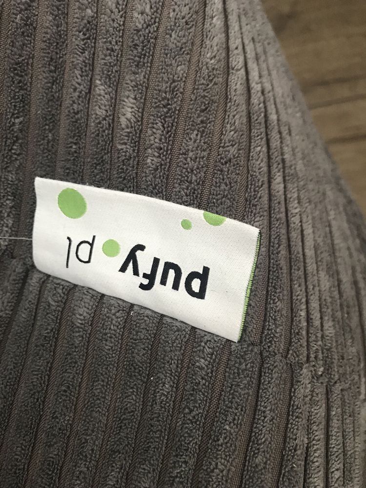 Pufa z podnozkiem szary sztruks  xxl