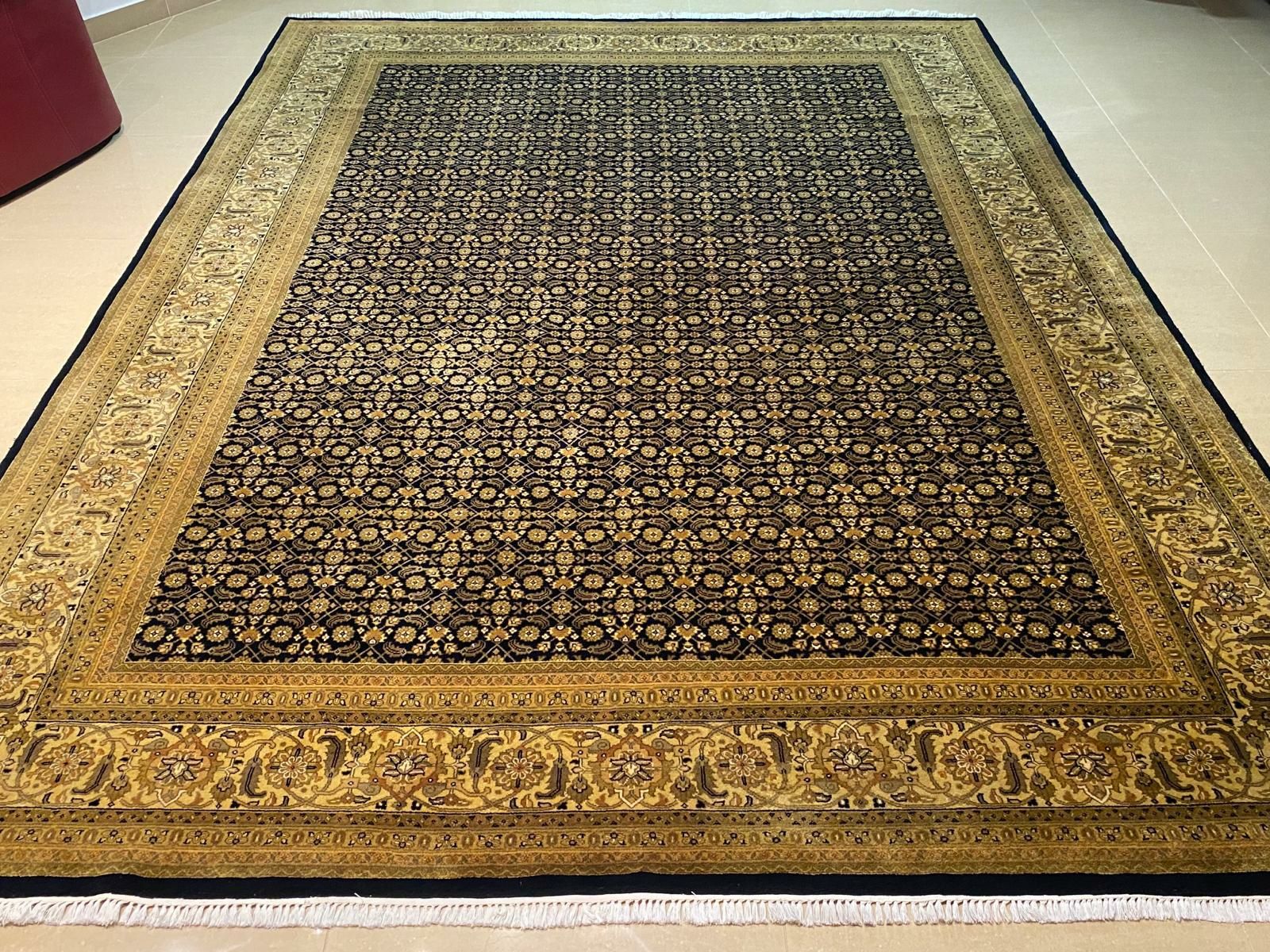 Pałacowy luksusowy perski dywan Herati - w tonacji starego złota