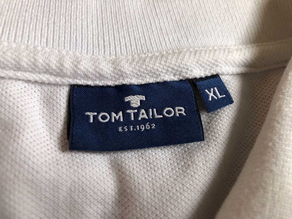 Классная мужская белая футболка поло Tom Tailor оригинал