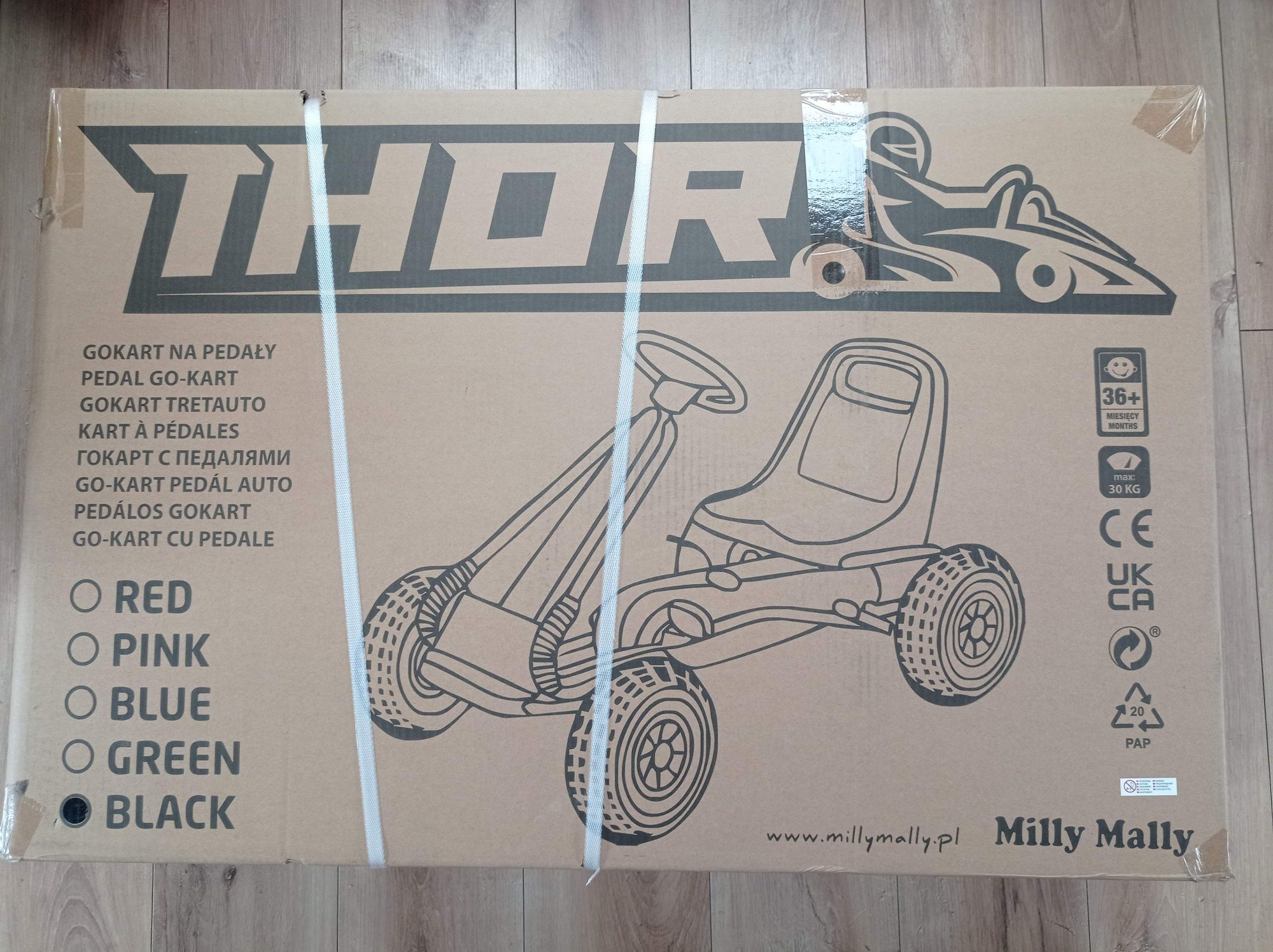 Gokart na pedały Milly Mally Thor czarny od 3 lat quad 4 koła