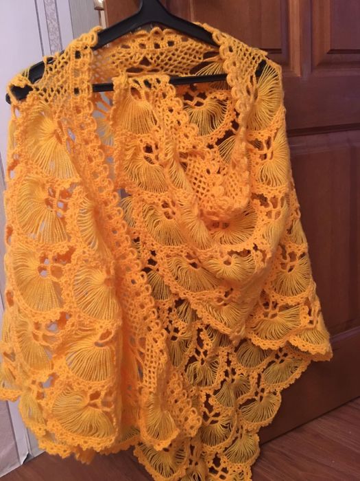 Шаль ажурна, жовта(ручна робота)