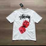 Koszulka Stussy z nadrukiem w białe kostki, modna, rozmiar M