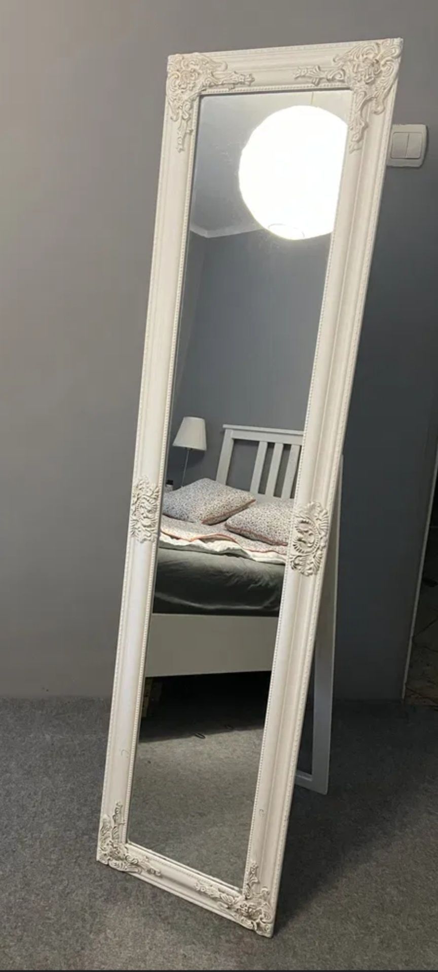 Lustro stojące białe 40x160