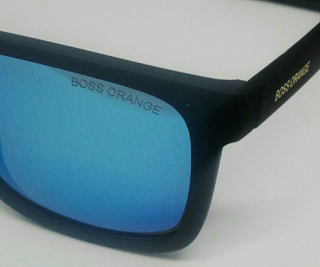 Boss Orange очки мужские черные линзы голубые зеркальные поляризирован