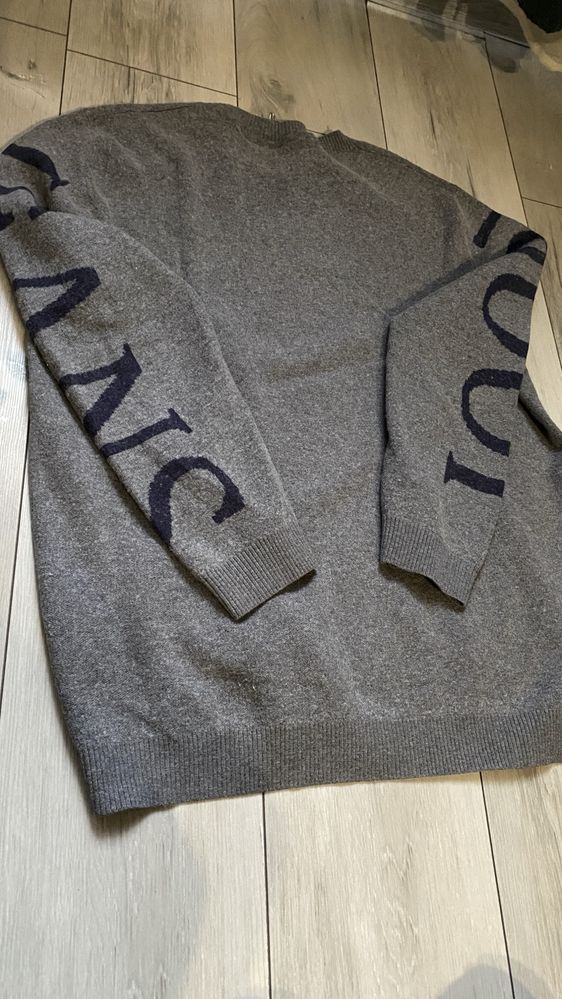 Sweterek JOOP! jeans damski XXL szary wełna/wiskoza/bawełna logowany
