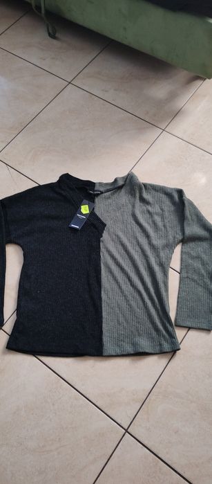 Damski nowy sweter kolor czarno oliwkowy rozm.42
