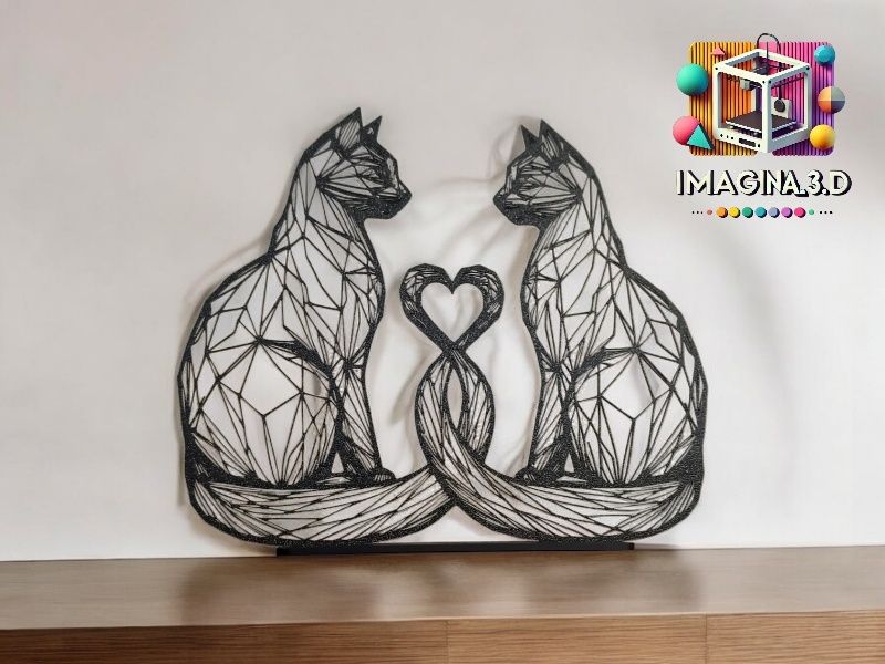 Low Poly Cats in Love com suporte