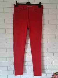 Marks&Spencer czerwone spodnie dżinsowe skinny jeggings wysoki stan 42