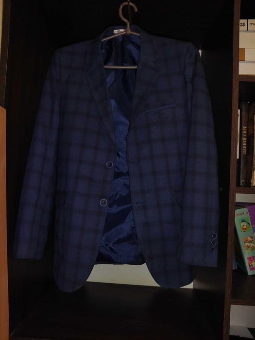 Піджак новий на підлітка синій у клітинку
