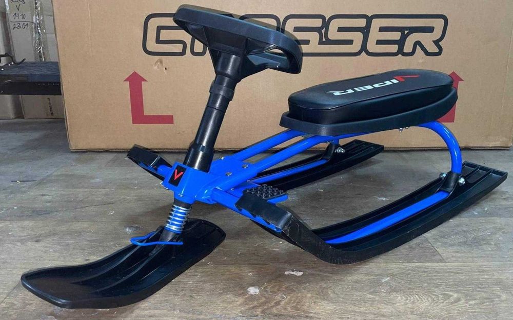 ТОП продаж! Дитячий снігокат санки VIPER синій/червоний + амортизатор!