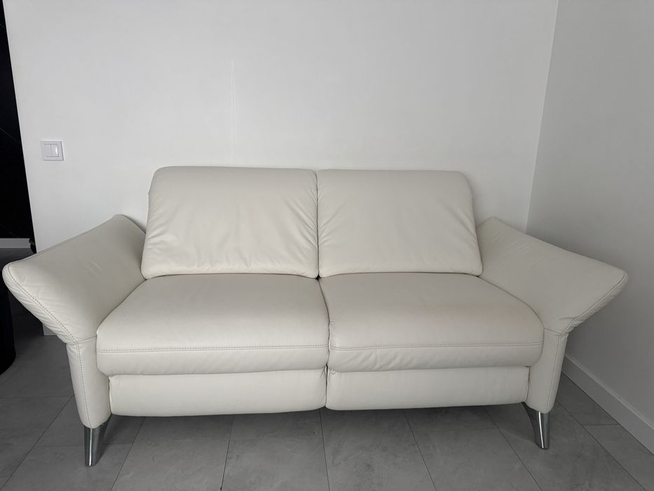 Диван білий шкіряний повний реклайнер з підігрівом