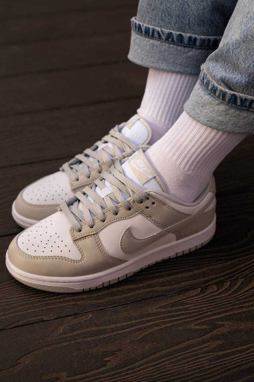 Жіночі кросівки Nike SB Dunk білий з сірим 00391 ШКІРА