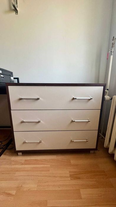 Komplet mebli Szafa Komoda Szafka brązowo szare