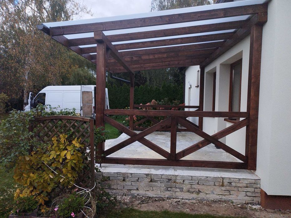 Zadaszenia tarasu z poliwęglanu,  tarasy z deski kompozytowej