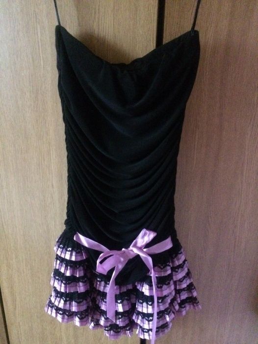 Piękna sukienka czarno-fioletowa S/M