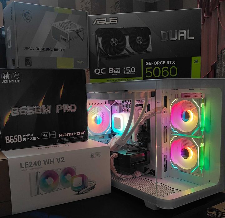 R5 7500F RTX5060 ОЗУ 32G Новий Ігровий Комп'ютер Системний блок ARGB