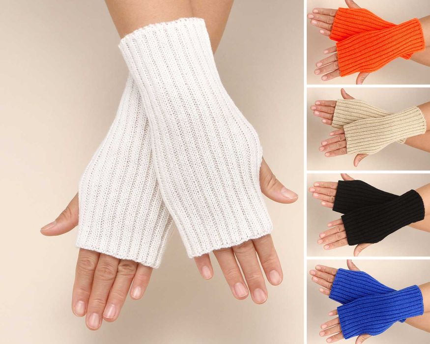 Митенки з хутром всередині теплі рукави чорні мітенки сіре хутро