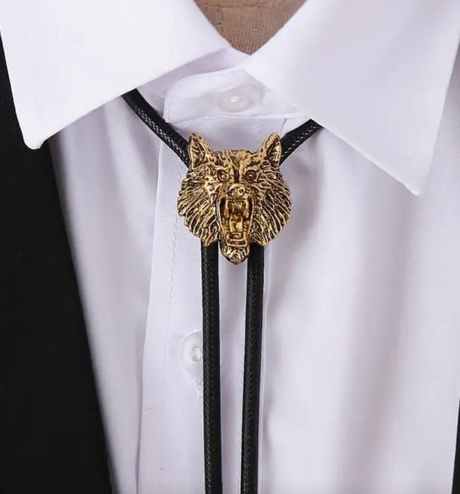 Bolo krawatnik ozdoba przypinka brosza myśliwska WILK, do garnituru.