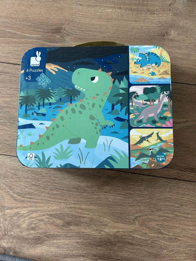Puzzle w walizce Janod Dinozaury