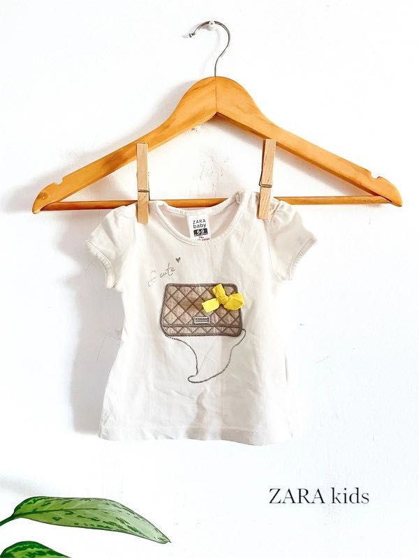 T-shirt Branca Zara – 6-9 Meses- Zara White T-shirt - 6-9 Months