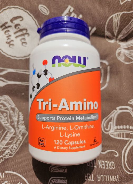 Now Foods Tri Amino добавка з амінокислотами аргінін лізин орнітин 120