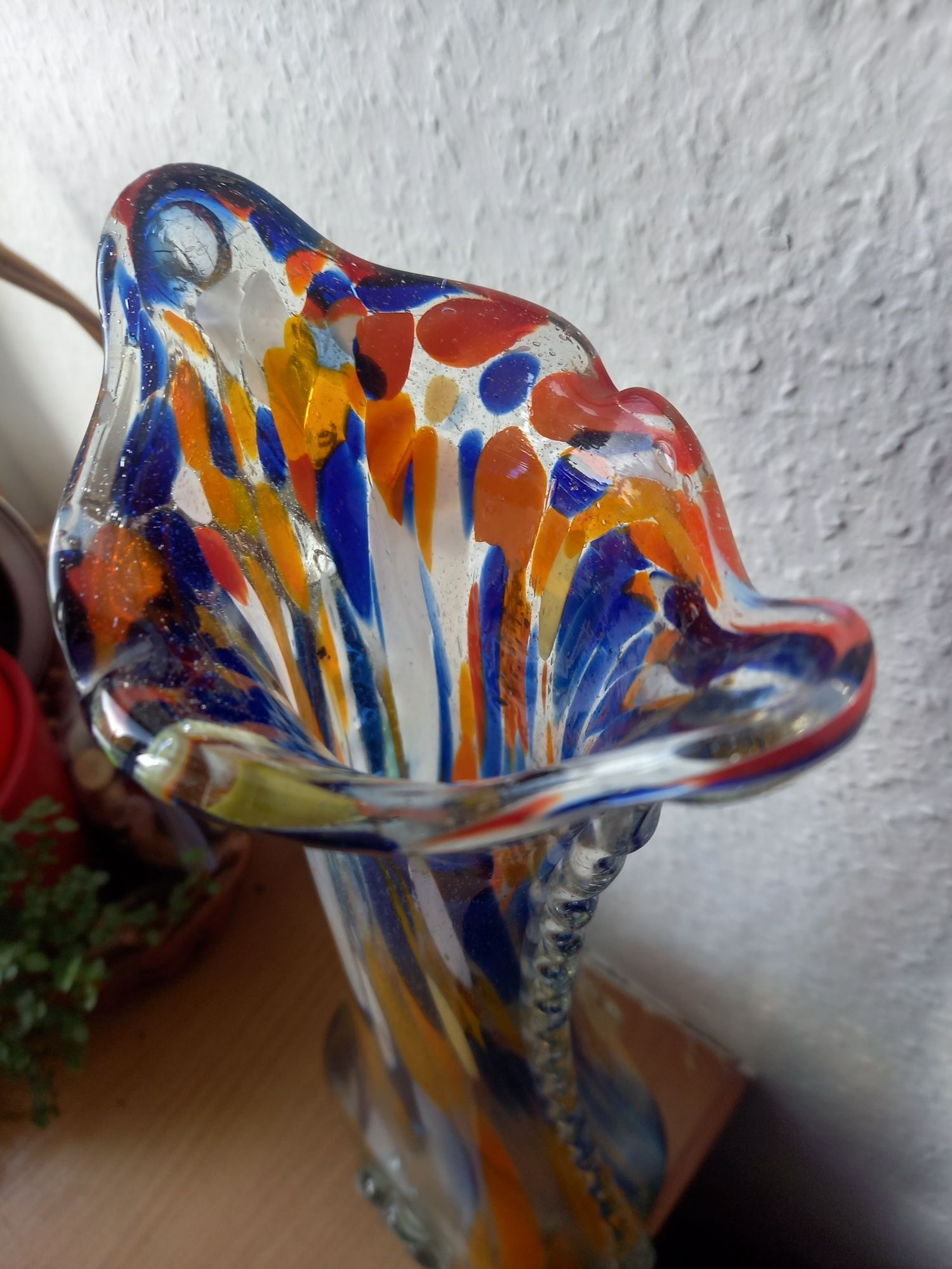 Duży wazon,szkło barwione PRL.Szklo kolorowe