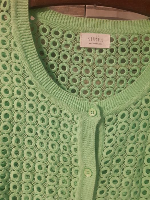 Sweter na guziki azurkowy kardigan do sukienki mieta  Numph r m