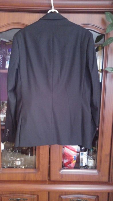Męski garnitur slim ALJEKA na 170cm raz ubrany czarny mat