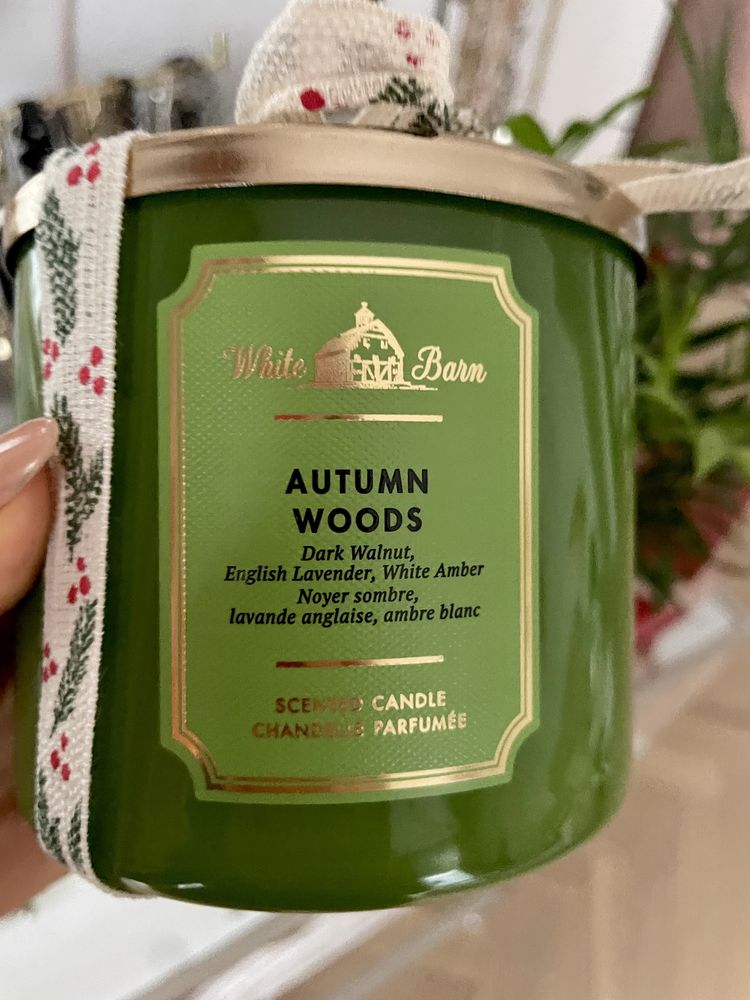 Bath & Body works świeca 3-knotowa duża świeczka autumn woods 411g