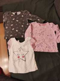 Bluzeczki koszulki dziewczęce niemowlęce rozmiar 80