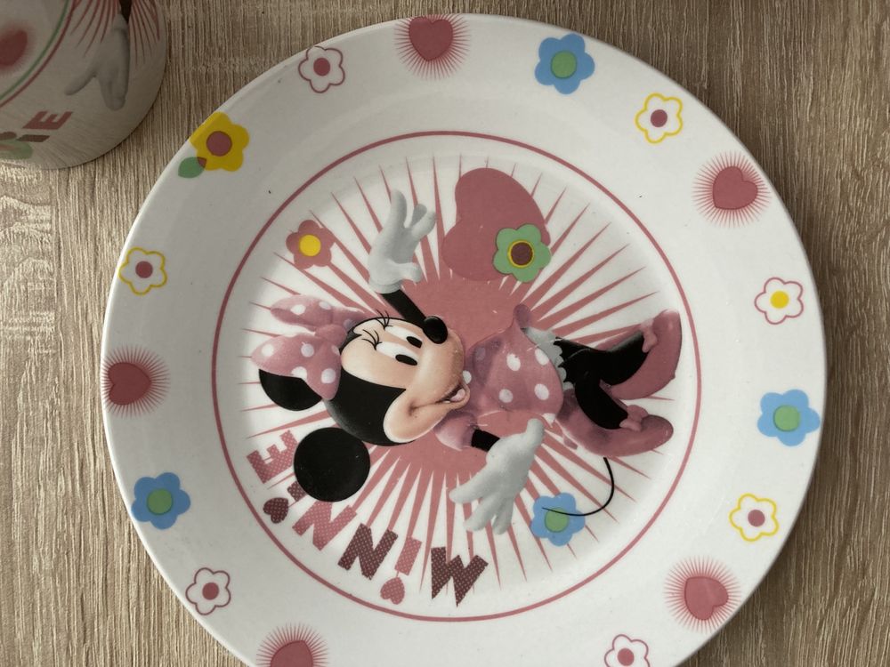 Porcelanowy zestaw śniadaniowy stołowy disney minnie