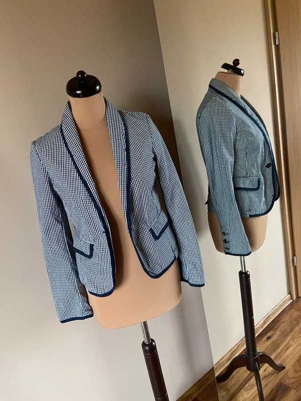 Mango mng zakiet kratka pepitka granat blazer marynarka 36 38