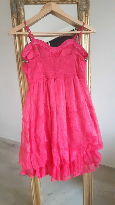 zestaw różowa tiulowa lekka sukienka ćwieki bolerko narzutka gratis S