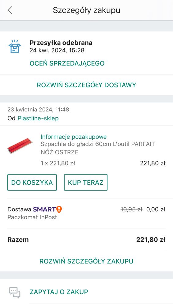 Szpachla do gładzi 60cm L’outil Parfait Liss