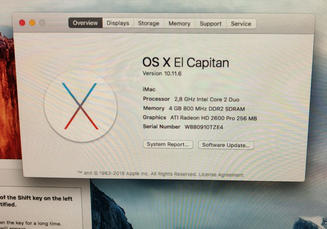 APPLE iMac A1225 24" 2.8GHz 4GB 320GB