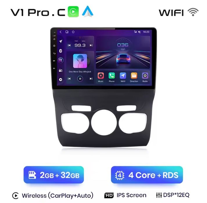 Rádio Android Citroen C4 2 B7 2013 a 2016 CARPLAY WIFI GPS 2/32GB novo