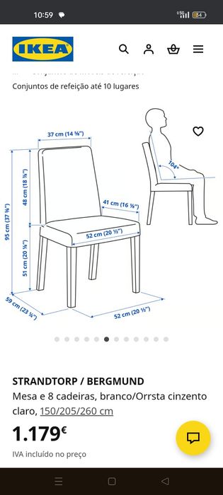 Mesa IKEA com 6 cadeiras como novo