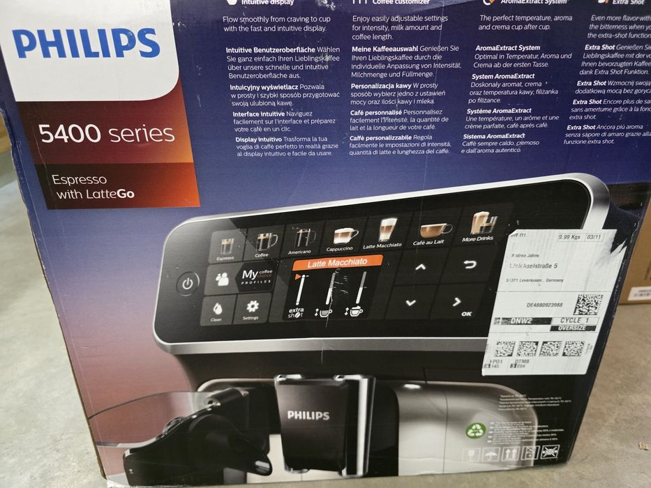 Кавомашина автоматична Philips LatteGo 5400 Series EP5447/90