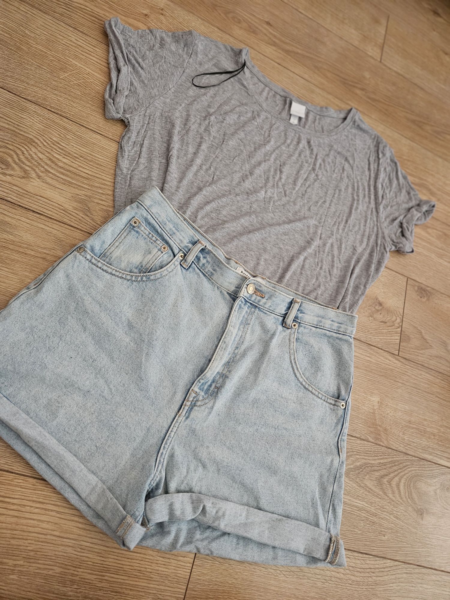 Spodenki i bluzka h&m pull and bear xl L boyfriend mom