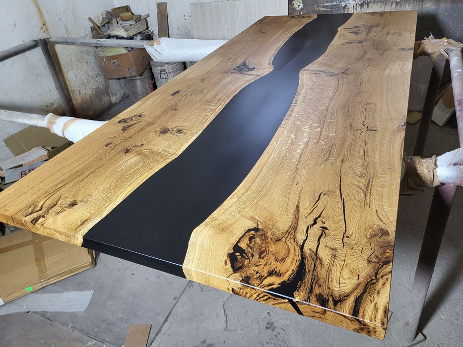 Stòł konferencyjny 200x95 dębowy river table z żywicą