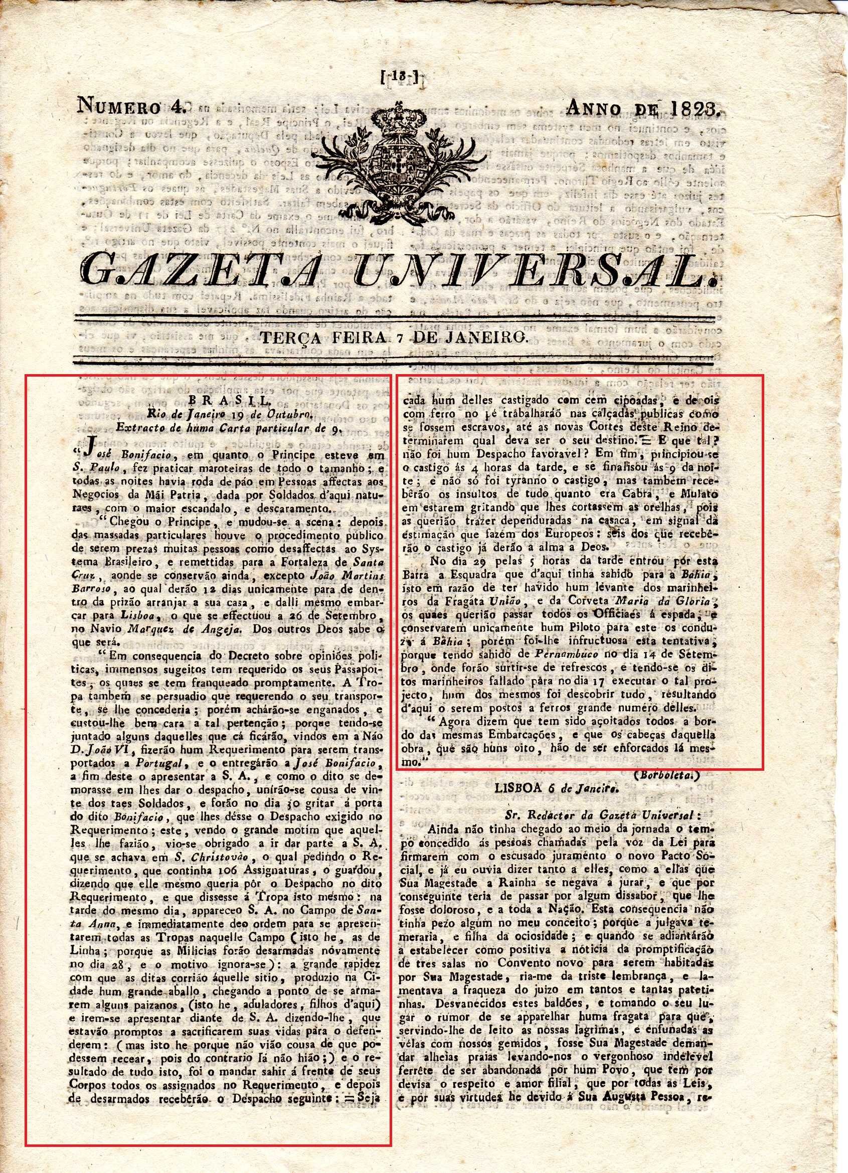 RARA Gazeta com Notícias e "Fake News" sobre a Independência do Brasil