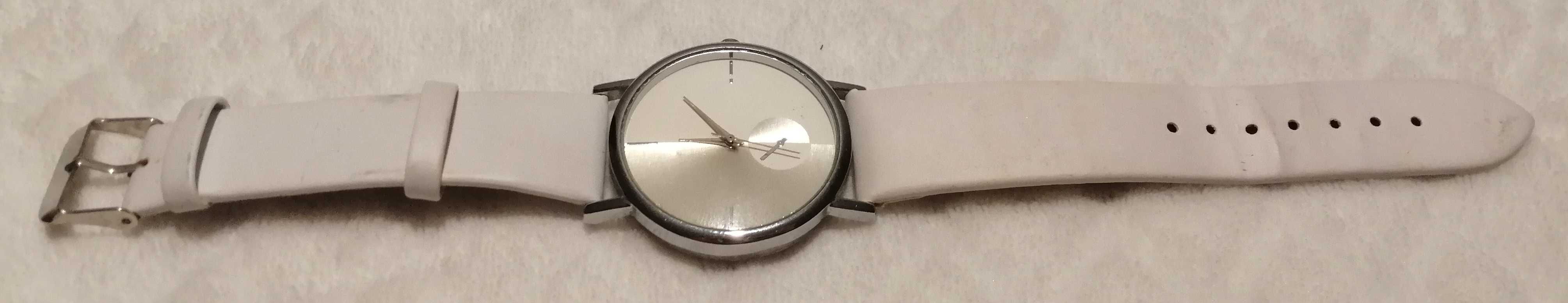 Zegarek damski, biały, srebrny, bez cyfr, 39mm (23,5cm)