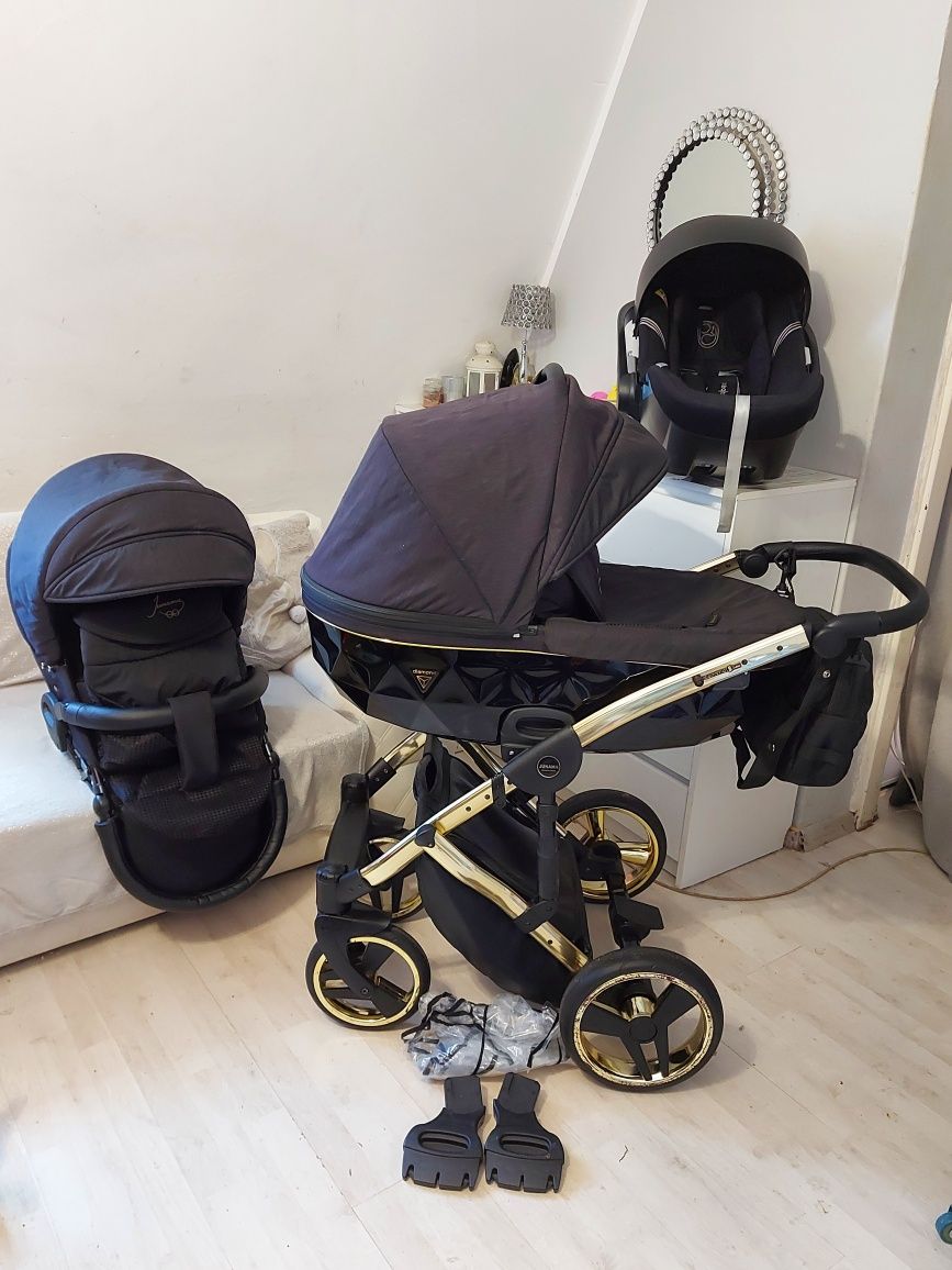 Wozek 3w1 junama diamond s line czarny czarno zloty wysyłka + CYBEX
