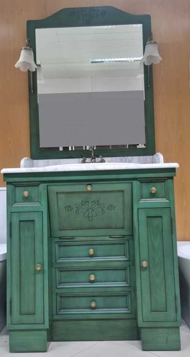 Armário de wc verde estilo vintage 83cms NOVO