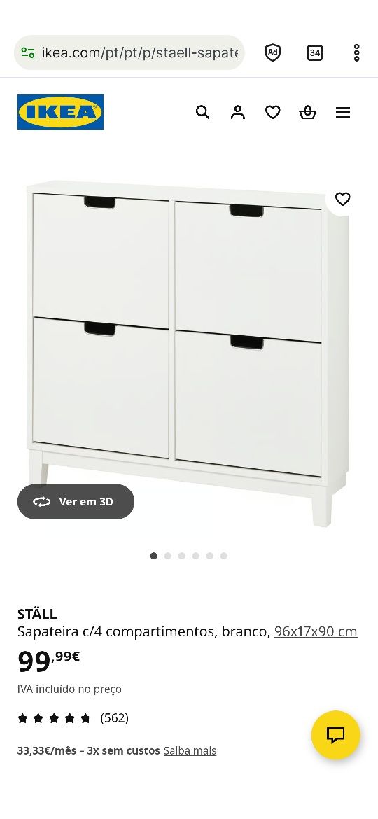 Sapateira STÄLL IKEA branca, praticamente nova