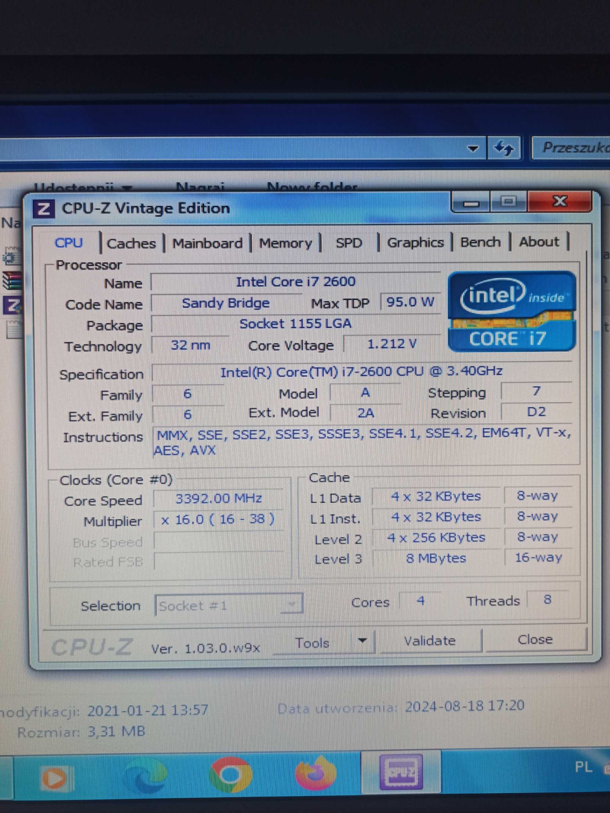 Sprawny komputer: Intel i7-2600 4x3,4GHz/ram8/ssd240+hdd240