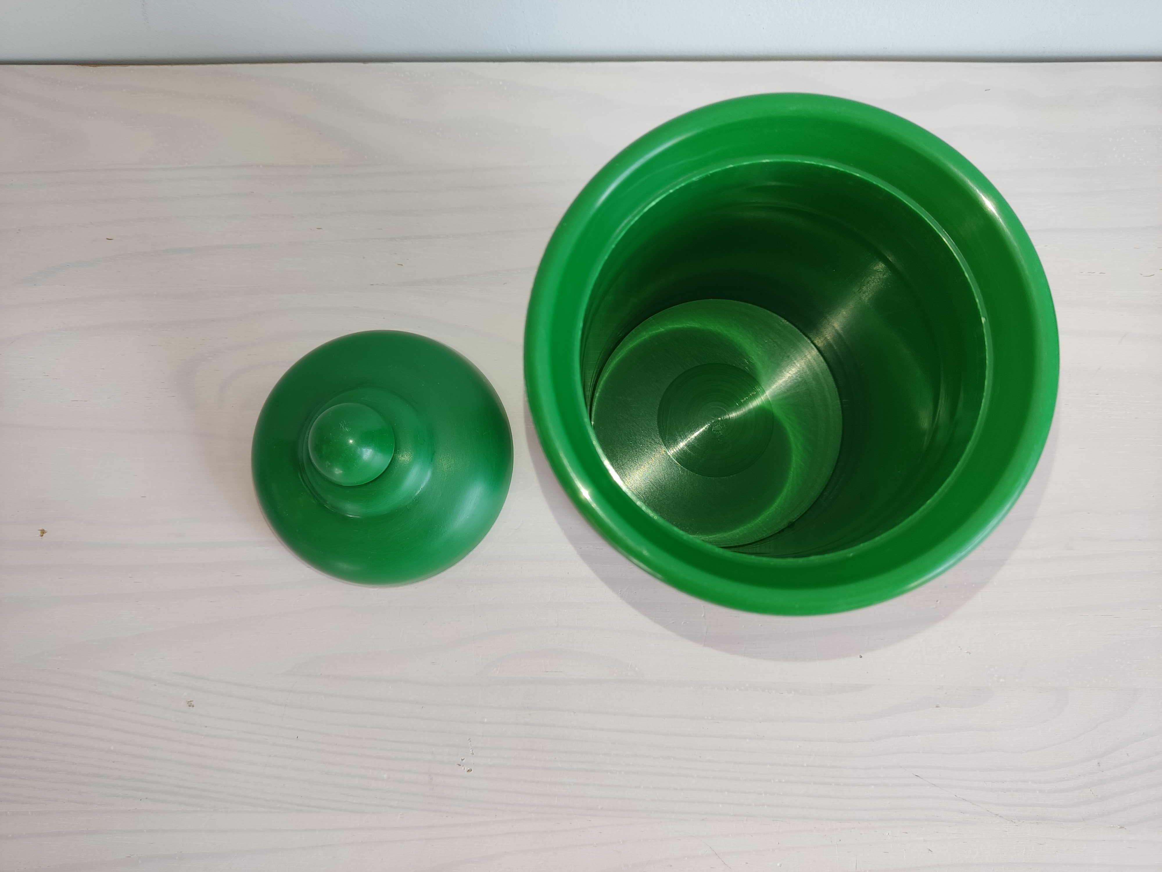 Pojemnik plastikowy zielony na cukier PRL